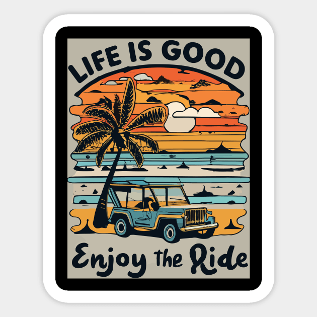 Vintage Jeep Sunset - life is good Sticker by kknows